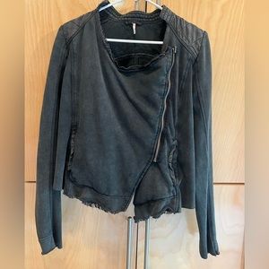 Free People women’s motorcycle style sweatshirt jacket